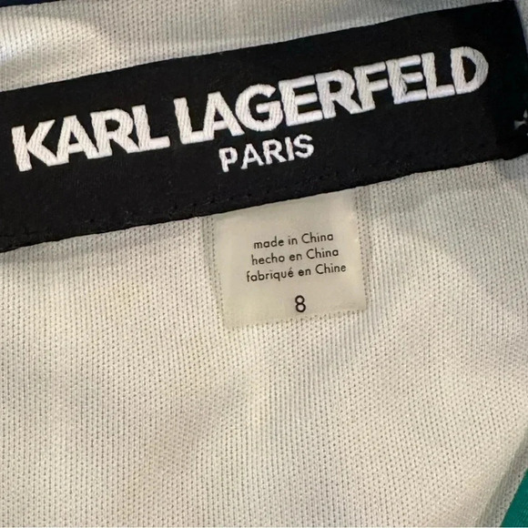 Elegant Striped Green and Blue Dress - Picture 9 of 13